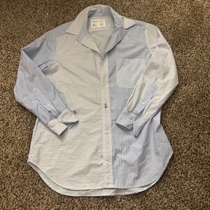 Women's Wear Cissa Blue Striped Long Sleeve button up Shirt